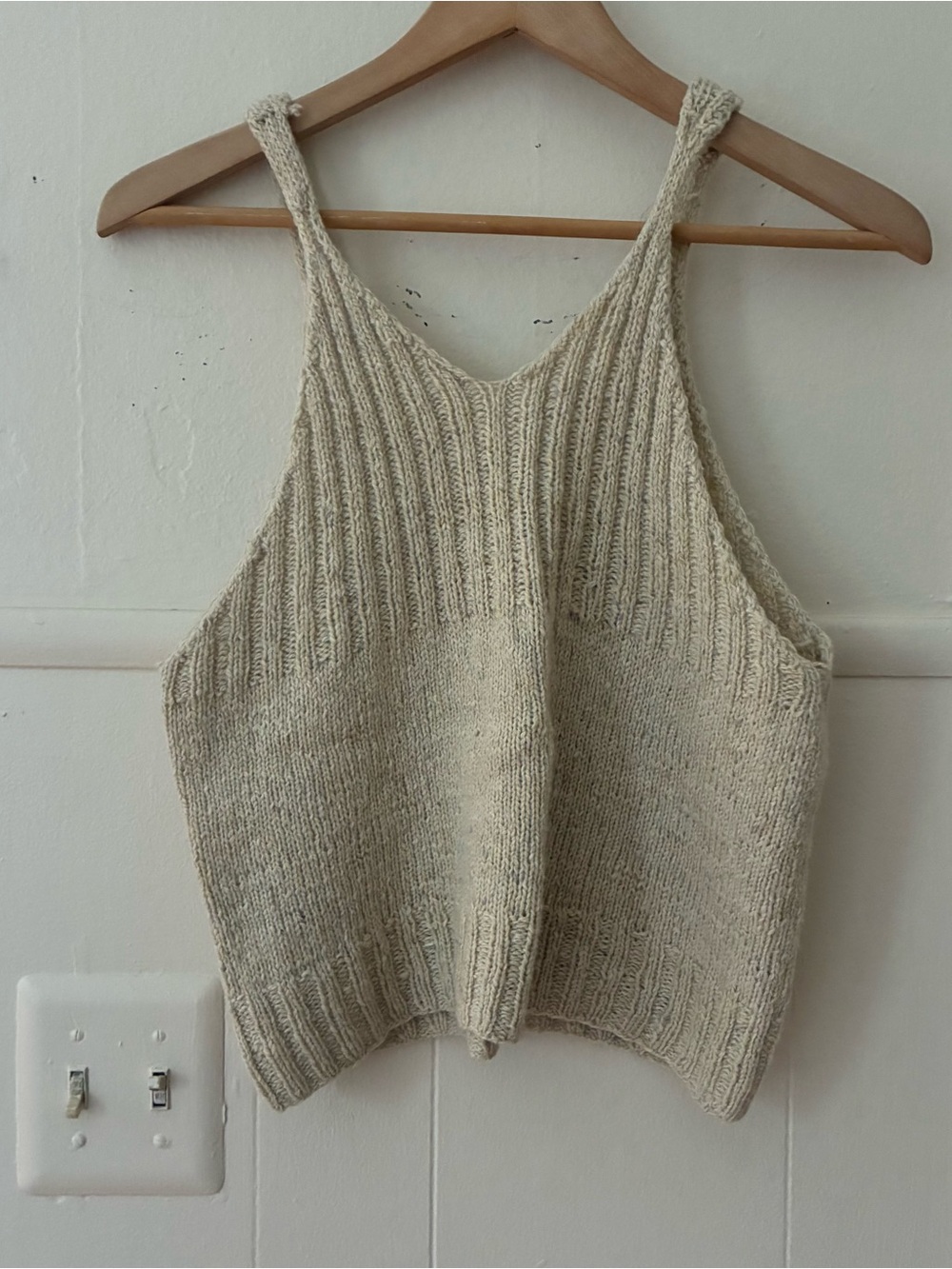 cream hand knit Knit Tank Top - Women's Ribbed Sleeveless Sweater